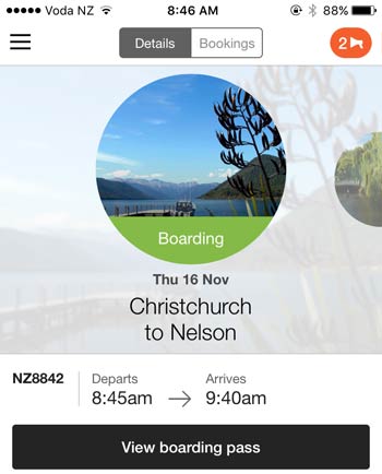 ニュージーランド航空のアプリ